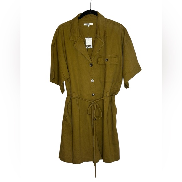 Madewell Pants - Madewell NWT Belted Safari Romper Distant Olive Sz L Gorpcore Utility Gamine